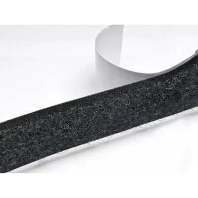 Taśma rzepowa samoprzylepna czarna 580 PES/nylonowa pętelka - 25m